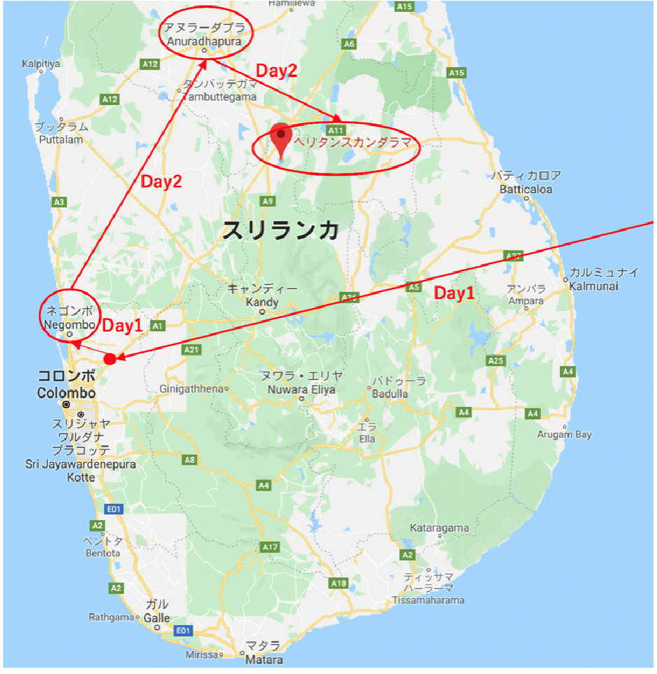 旅行2日目の行程
