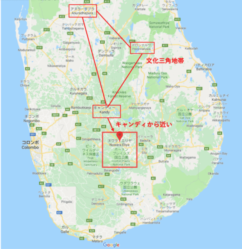 ヌワラエリヤの位置